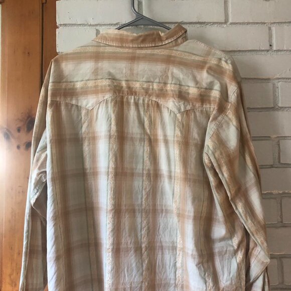 Lucky Brand Dungarees America Men  Western Pearl-Snap Button Down XL Plaid - Picture 7 of 8